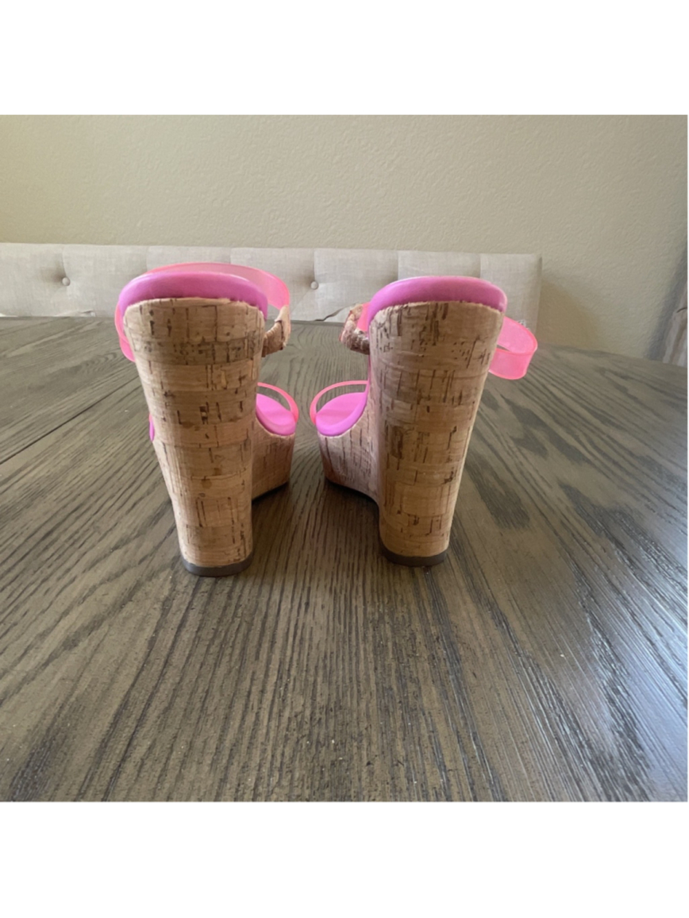 Jessica Simpson Women’s Pink/Brown Slip-On Wedge Sandals Logo Synthetic 7.5 - Picture 6 of 8